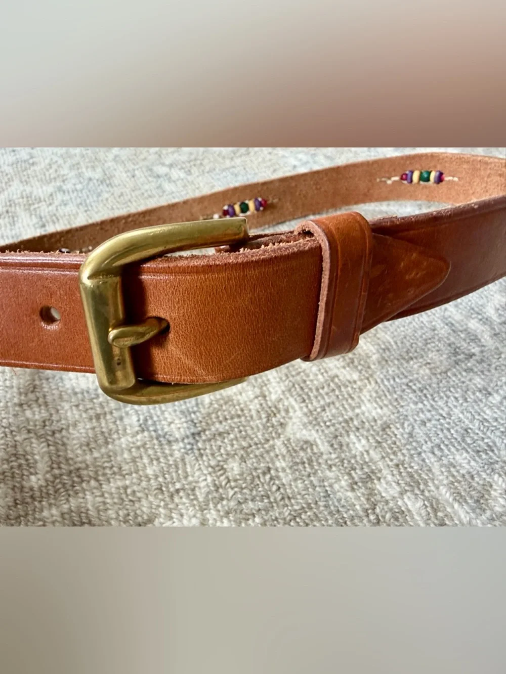Vintage Gap belt leather embroidered beaded boho - Size 27
